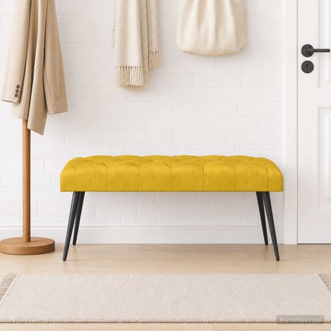 vidaXL Panchina con bottoni imbottiti Giallo 110 x 40 x 46 cm Velluto (1/5)