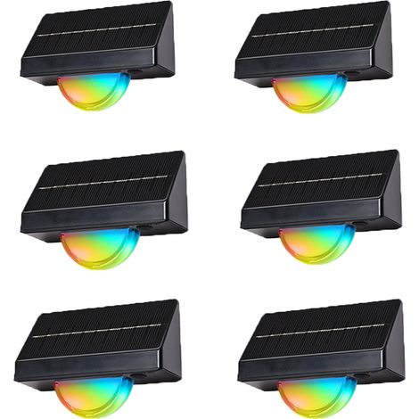 lampes solaires pour escaliers étanches IP65 plusieurs modes de couleur idéales les jardins trottoirs et cours. Lot de 6 (1/5)