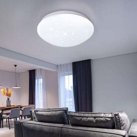 Plafoniera LED plafoniera soggiorno lampada bianca con effetto stella a forma rotonda, metallo plastica, 12W 840lm 3000K, PxH 26x9.2 cm