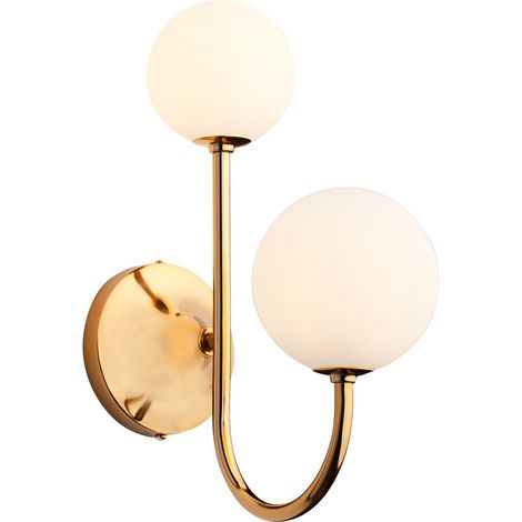 Applique moderna doppia oro sfere vetro 2xG9 Jupiter