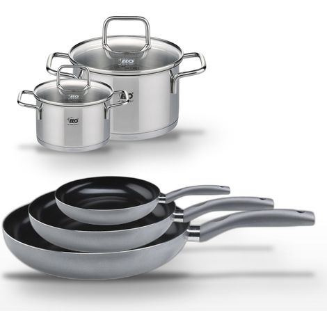 Lot 3 Poêles 20/28/32 cm et 2 Faitouts 14/20 cm Elo Ducato
