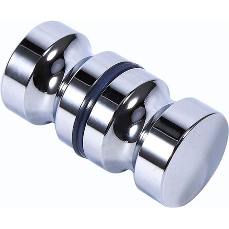 poignée-Poignée de porte pour verrière de salle de bain en aluminium, diamètre 1.1", avec vis pour porte vitrée de 6 à 16mm. (1/5)