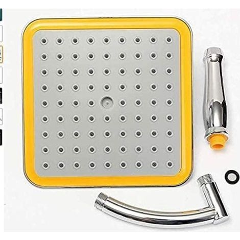 Pommeau de douche carré de 23 cm (9 pouces) à effet pluie, pivotant à 360°, filtration ionique, haute pression, économie d'eau, douchette, idéal pour l'automne et l'hiver. (1/3)