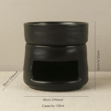brûleur d'huiles essentielles/porte-bougie chauffe-plat en céramique, diffuseur d'arômes décoratif, détachable, blanc (1 noir) (1/2)