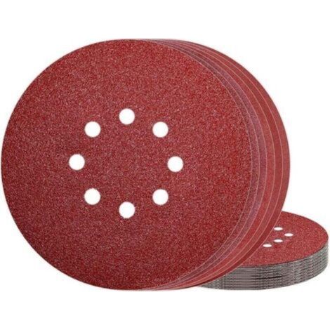 Disque Abrasif 225 mm Grain 40 pour Ponceuse Murale 8 Trous Lot de 50 Pièces (1/4)