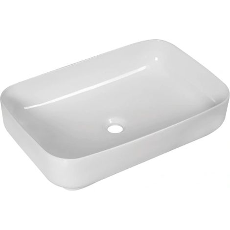 Lavabo da appoggio in ceramica bianca modello agua 60 60,5x40x14  cm BARBOTTINA