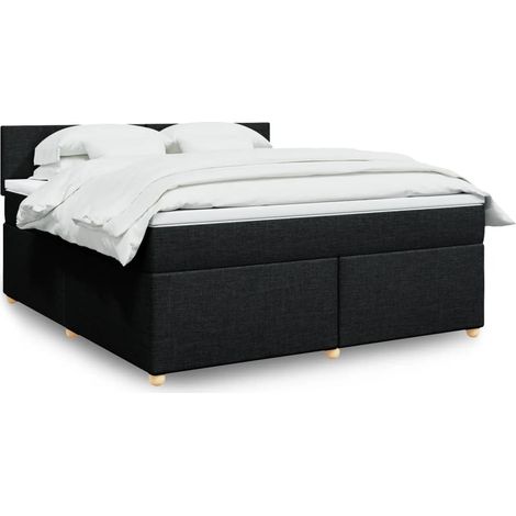 Boxspringbett mit Matratze Schwarz 180x200 cm Stoff (1/5)