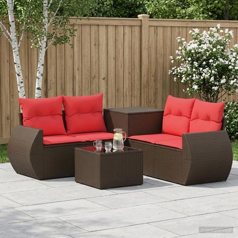 vidaXL Ensemble de Canapés 6 pc Marron et rouge (1/5)
