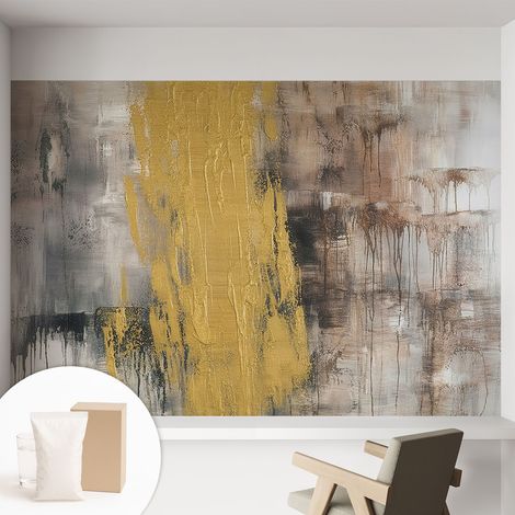 Papier peint intissé avec imprimé pour décoration intérieure pour rénovation a motif - Colle incluse gratuite Vision abstraite 152x104 cm (1/5)