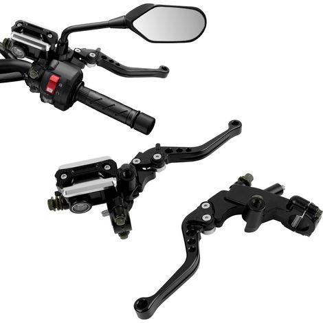 Maitre Cylindre Frein Avant Moto 7/8" 24 mm avec Maître-Cylindre de Frein et Levier D'embrayage CNC Gauche et Droit Compatible avec 24 mm (1/5)