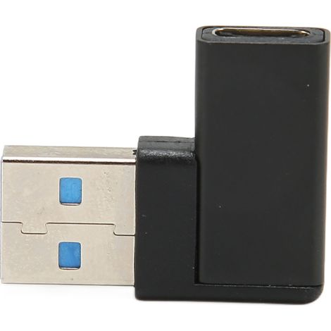 Adaptateur USB vers USB-C coudé à 90° - Plug and Play - Compatible avec ordinateurs portables, téléphones et PC (1/4)