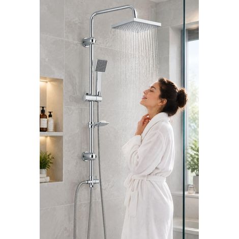 Colonne de Douche Système de douche à effet pluie Chromé (1/5)