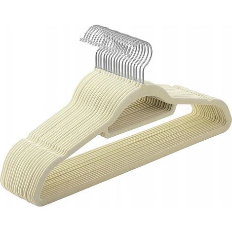Maxi-Samtkleiderbügel, 50er-Set, beige