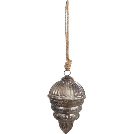 Boule de Noël en Verre pour Sapin et Décoration Festive Marron Argenté 10 x 15 cm - PANGIVO