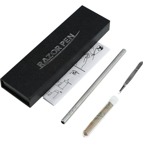 Stylo graveur en acier inoxydable pour sourcils et barbe, rasoir de coiffure barbier, outil de tatouage de précision (1/5)