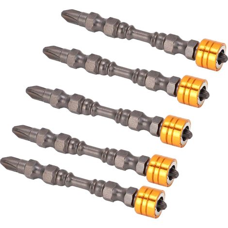 Jeu de 5 embouts cruciformes D 65mm, tournevis magnétique pour perceuse visseuse électrique, tête de vissage robuste (1/5)