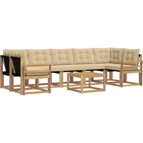 Ensemble de canapés d'extérieur 8 pcs Blanc et Beige vidaXL