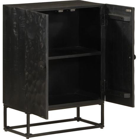 Maison Exclusive - Credenza Nera 55x30x76 cm in Legno Massello di Mango e Ferro (1/5)