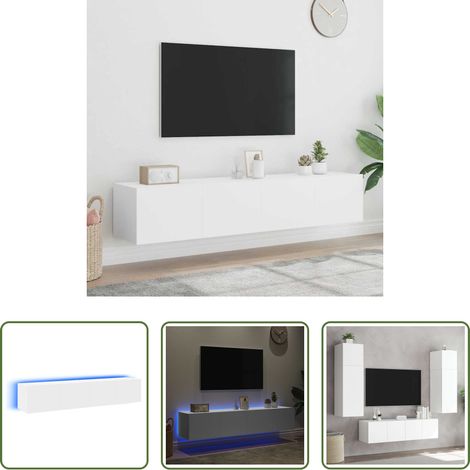 LED-Leuchten - TV-Wandschränke mit LED-Leuchten 2 Stk. Weiß 80x35x31 cm (1/5)