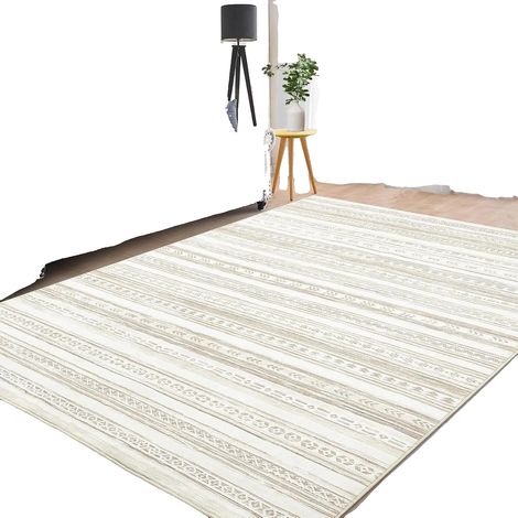 Alfombra lavable, diseño marroquí suave, color beige, 140x200cm (1/2)