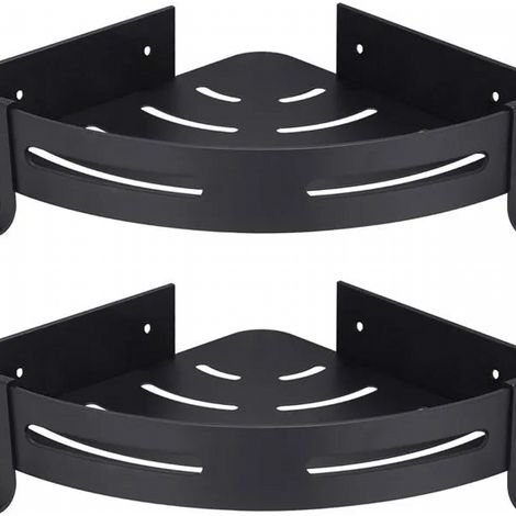 Étagère d'angle de douche noire, sans perçage, rangement de salle de bain, accessoires de salle de bain - 2 pièces (1/3)