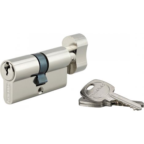 Thirard – Cylindre de serrure à bouton 30x30mm – 3 clés – Nickelé – Système clé unique pour plusieurs cylindres – 5 goupilles - 30Bx30mm (1/4)