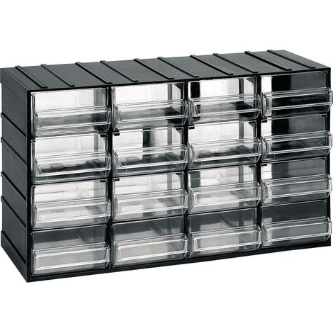 Cajonera modular con 16 cajones transparentes, 382 x 148 x 230 mm (1/4)