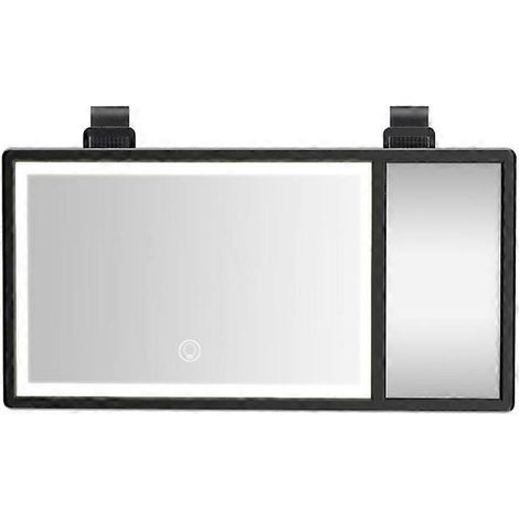 Pare-soleil rétroviseur cosmétique universel miroir de courtoisie pour voiture, auto, SUV, toucher LED éclairage miroir vanité. (1/4)