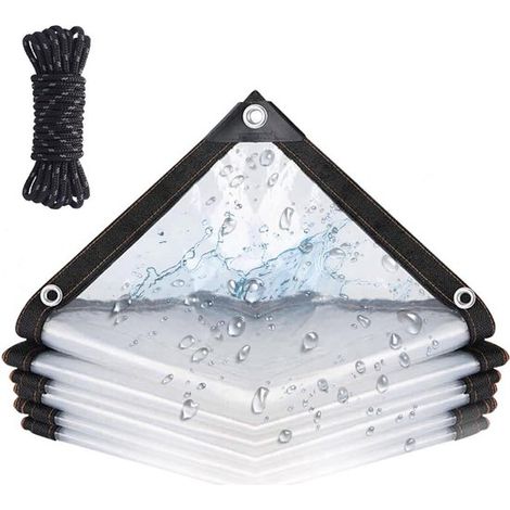 Lona transparente con ojales - 2 x 2 m - impermeable - para uso exterior (1/5)