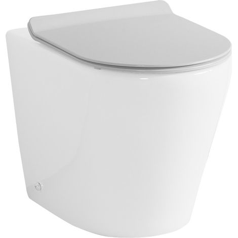 Copriwater bianco design tondo con chiusura soft close e sgancio rapido per sanitari Ukra (1/5)