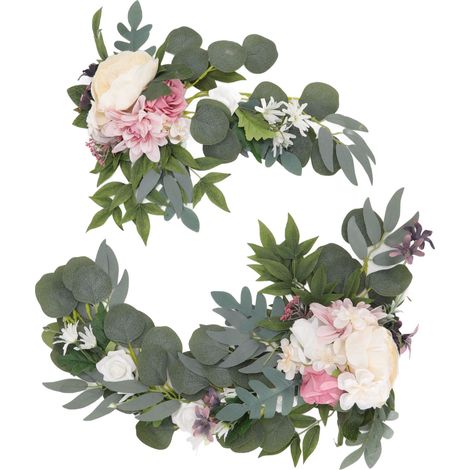 2 pièces Fleurs Artificielles Suspendues en ABS pour Arche de Mariage, Décoration avec Ruban (1/5)