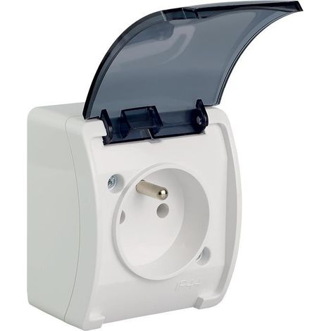 VG-1 Koala Prise simple IP44 blanc fumé (1/2)