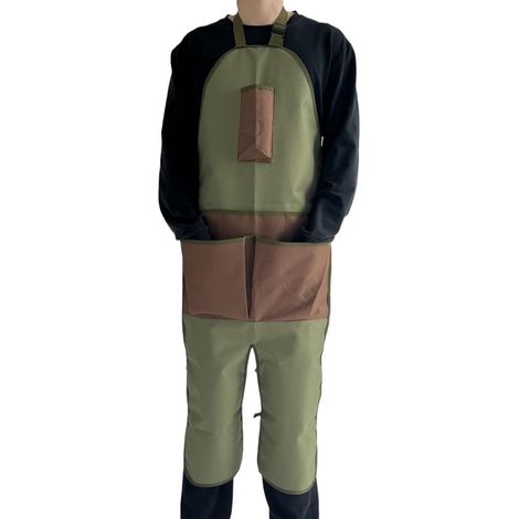 Tablier de travail professionnel - Tablier de jardinage - Multi-poches - Protection des jambes - Tissu Oxford - Vert - Pour bricolage et outils - Vêtement de protection (1/5)