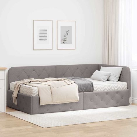 Eckbettgestell Taupe 100 x 200 cm Stoff (1/5)