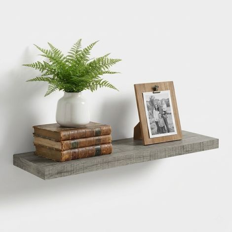 Mensola Sospesa Robusta Parete Scaffale Legno Moderno 90x23.5x3.8 cm rovere grigio