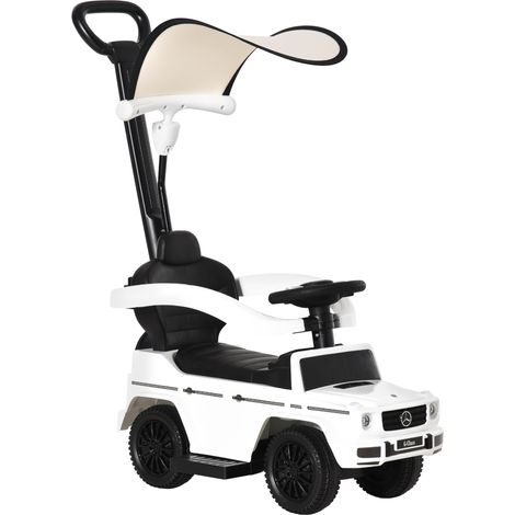 Voiture électrique pour enfants, entièrement équipée, 12-36 mois, avec klaxon, repose-pieds, barres de sécurité et pare-soleil, blanche (1/5)