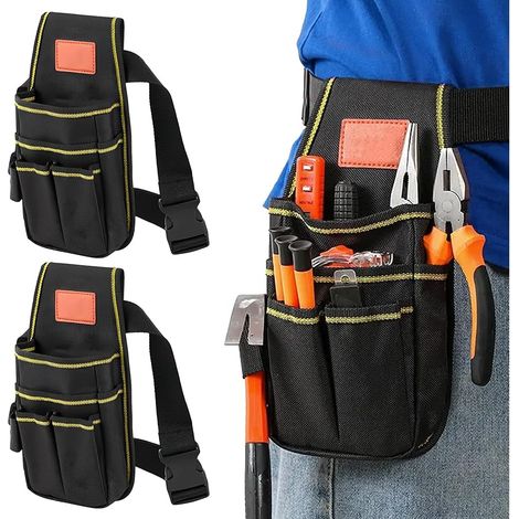 Lot de 2 sacs à outils, multi-usages, pour homme, avec 14 poches, pour électriciens, menuisiers, ouvriers du bâtiment (1/5)