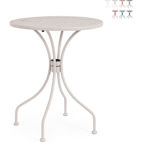 Tavolo da giardino rotondo 60cm vintage shabby chic Bizzotto Lizette - Grigio (1/4)