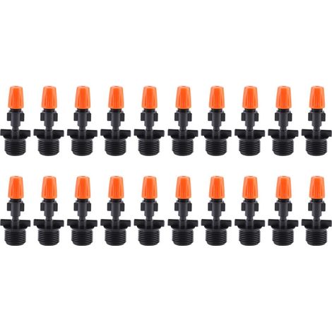 Buses de brumisation orange, paquet de 20, tête unique G1/2 po, pour l'irrigation de jardin et de serre.
