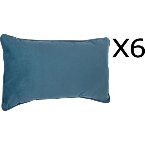 Lot de 6 coussins rectangulaires 100% polyester coloris bleu - Dim : L.50 x l.30 cm -PEGANE (1/2)