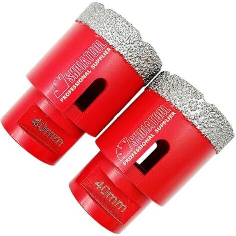 Forets Diamant 2 Pièces 40mm Trépans de Forage avec Filetage M14 pour Perçage à sec en Porcelaine Carrelage Granit Marbre (1/5)