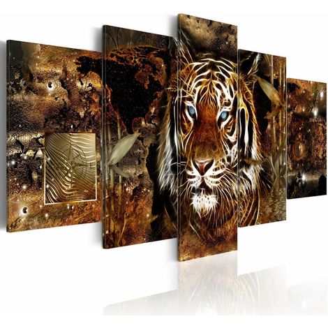 Tableau jungle dorée - 100 x 50 cm (1/4)