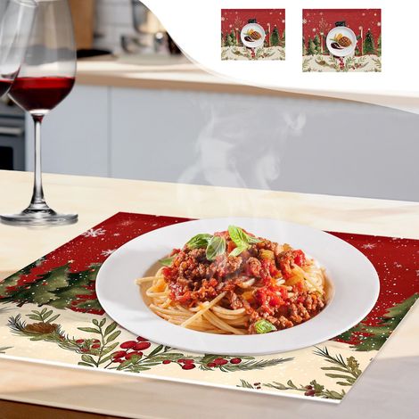 Tapis Isolant Pour Assiettes - PVC Rouge - 40 x 30 cm - Protection Table Fête Noël - Lot de 1 (1/5)