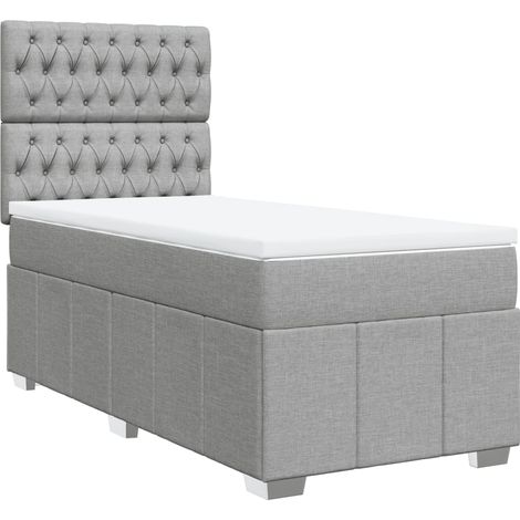 Maison Exclusive - Cama box spring con colchón tela gris claro 80 (1/5)