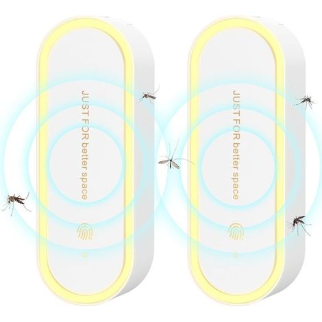 Ultraschall-Schädlingsbekämpfer, elektronisches LED-Nachtlicht, Schädlingsbekämpfung für Innenräume, Schädlingsbekämpfung gegen Mücken, Mäuse, Spinnen, Kakerlaken und Fliegen, 2er-Pack, Weiß (1/4)