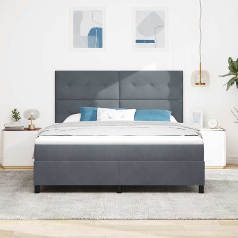 Cama tipo Box Spring Gris oscuro 180 x 200 cm Terciopelo