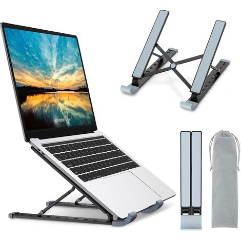 Support Ordinateur Portable, Support PC Portable à 9 Niveaux Réglables, Refroidisseur en Aluminium Ventilé Compatible avec MacBook, Dell, Lenovo, HP, Autres Laptops Tablettes 10” – 15.6” (1/5)