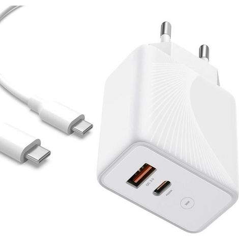 Chargeur USB 30 W - E.F.CONNECTION - 2-en-1 PD 20 W + QC 3.0 - Câble USB-C inclus - Compatible avec Samsung (1/4)