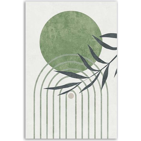 Tableau abstrait végétal cercle vert