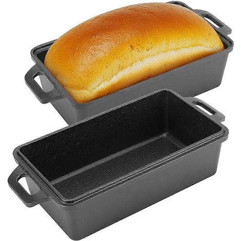 Gusseiserne Brotbackform mit Deckel – Brotbacken – Gleichmäßige Wärmeverteilung für selbstgebackenes Brot, Kuchen und Hackbraten (1/5)